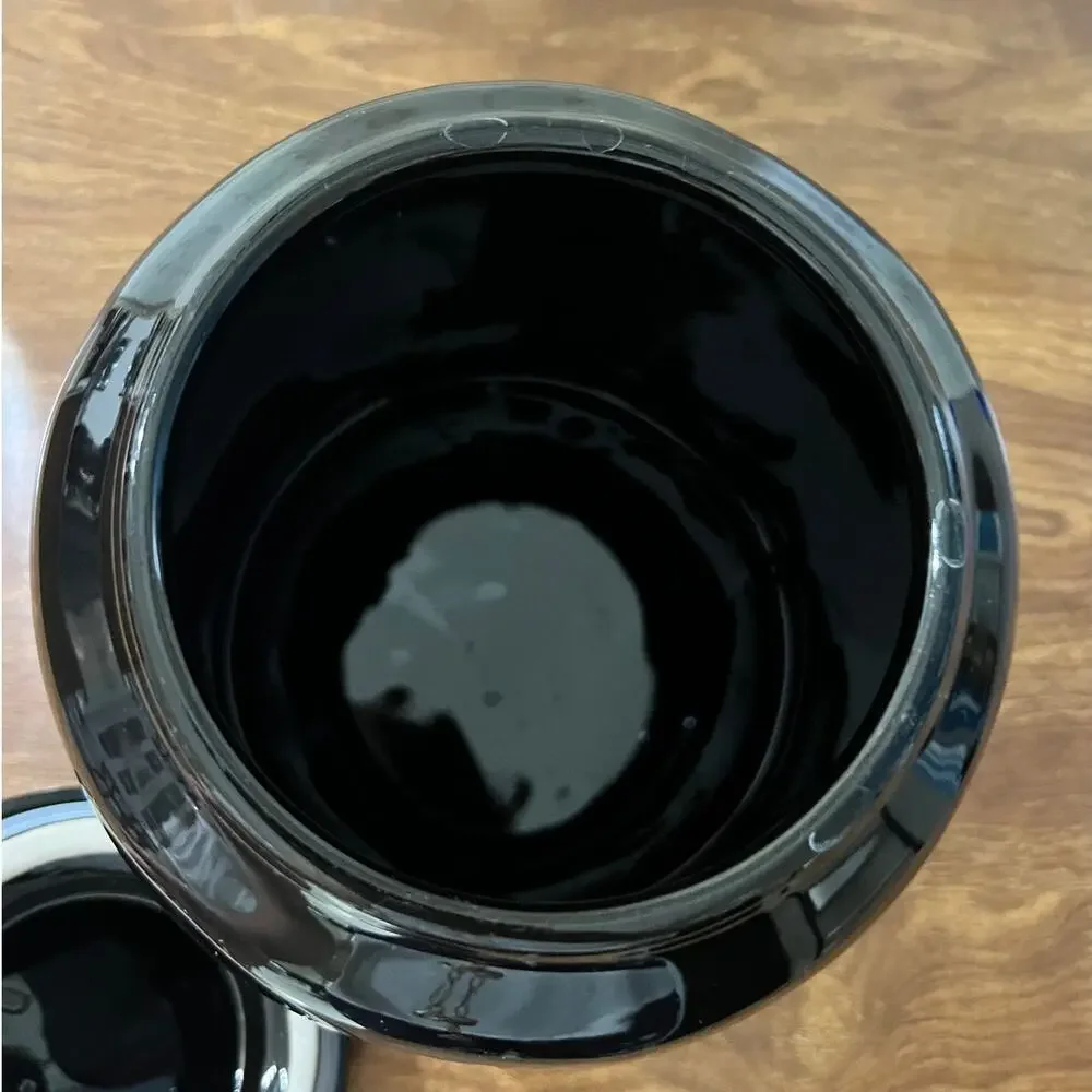 Rae Dunn Fangs For The Memories Black Halloween Ceramic Canister Jar With Lid
